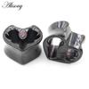 Alisouy 1PC Нержавеющая сталь Сердце Череп Глаз Красный циркон Ушные туннели Пробка Расширитель Растяжитель Измерители Серьги Пирсинг Украшения для тела