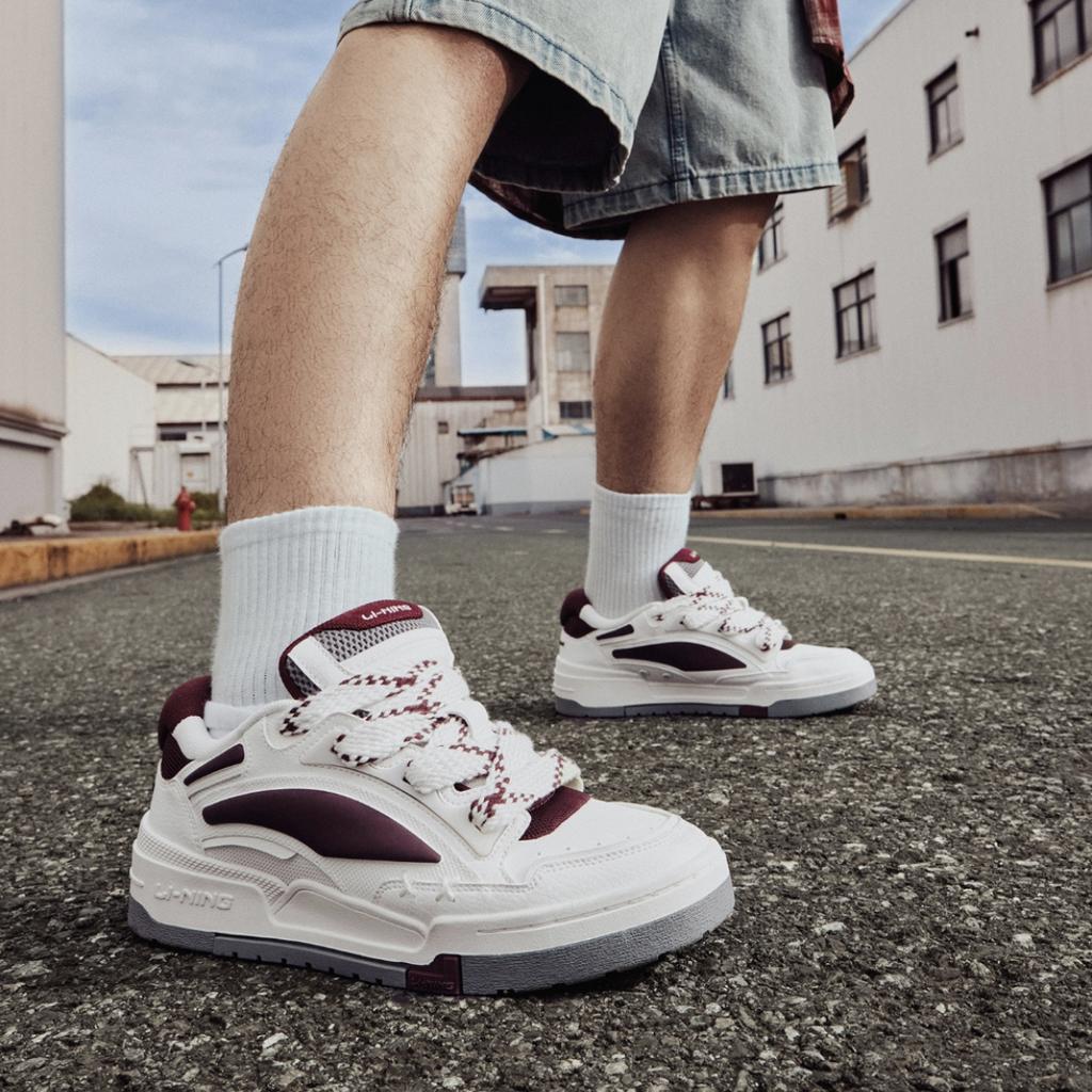 Li Ning Journey V2 Versatile Retro Skate Shoes Thick Sole Height Increasing Bread Shoes Non-Slip Wear-Resistant Lightweight Low-Top AGCT137-3