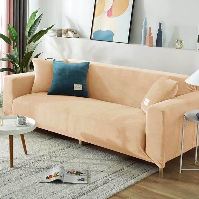 Luxury Velvet Sofa Cover Super Warmthick Elastic Couch Cover For Living Room Solid Color Furniture Protector Armchair Slipcover