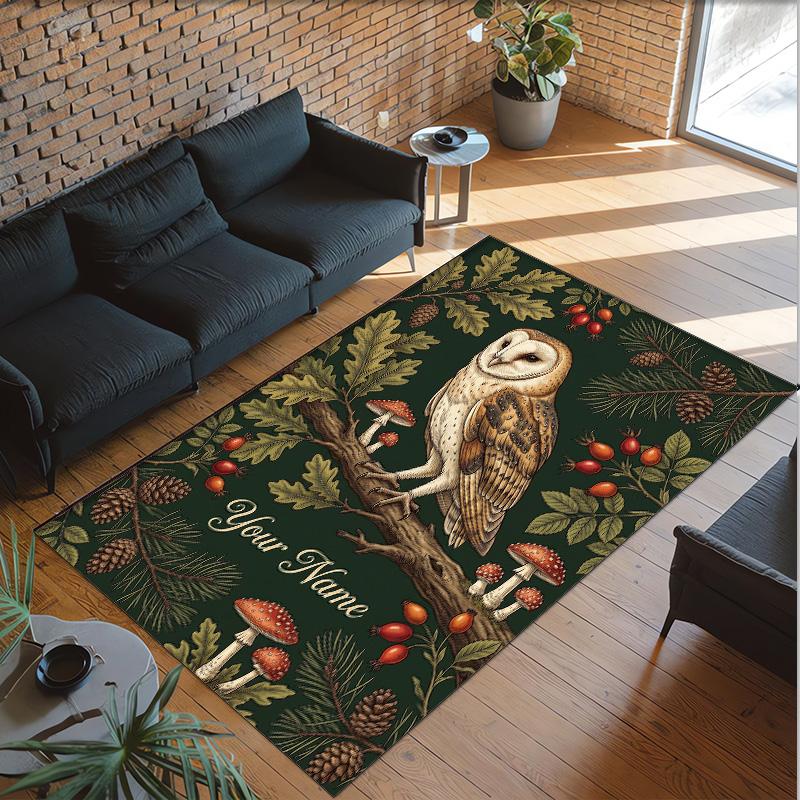Birds Theme Crystal Velvet Floor Rug Personalized Custom Name Text Warm Carpet Home Decoration