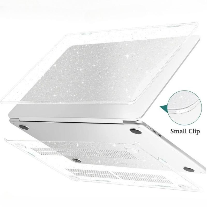 Laptop Case For Macbook Neo 2026 Air 13.6 15 Pro 14 13 16 Inch M5 M4 M3 M2 Chip A2681 A2337 A2338 Glitter Black Clear Hard Cover