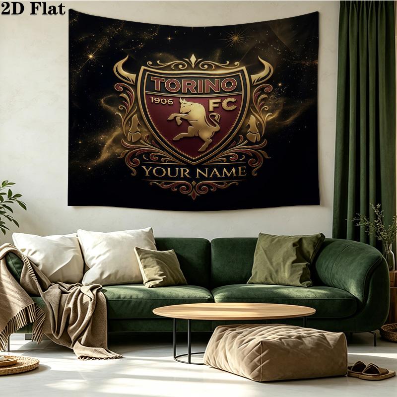Custom Name Torino F.C.2 Printed Tapestry – Wall Hanging for Bedrooms, Dorms, and Home Decor