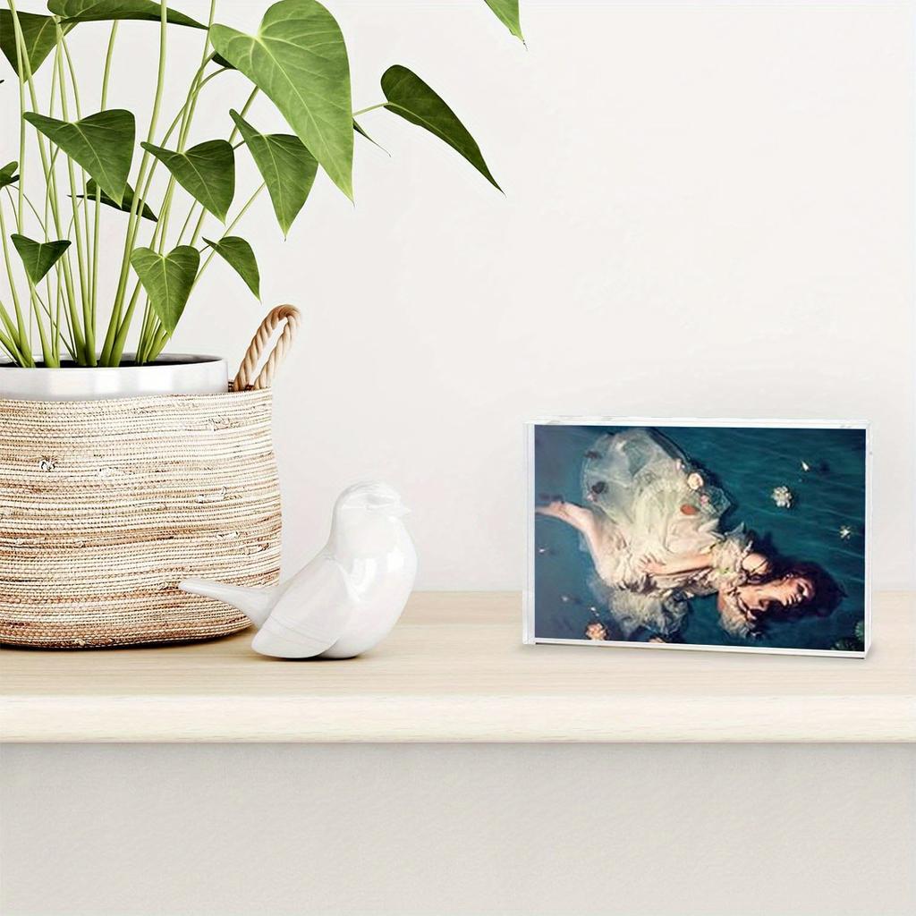 4x6 Inch Acrylic Photo Frame, Double-sided Transparent Frameless Photo Frame with Magnetic Desktop Transparent Photo Frame