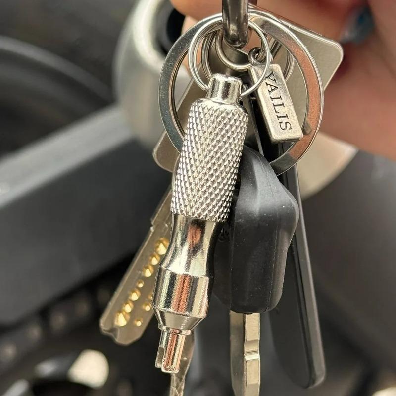 Portable Keychain Valve Core Remover Tool Stainless Steel Key Ring Spanner for Car Motorcycle ATV Bike Tire Repair Universal