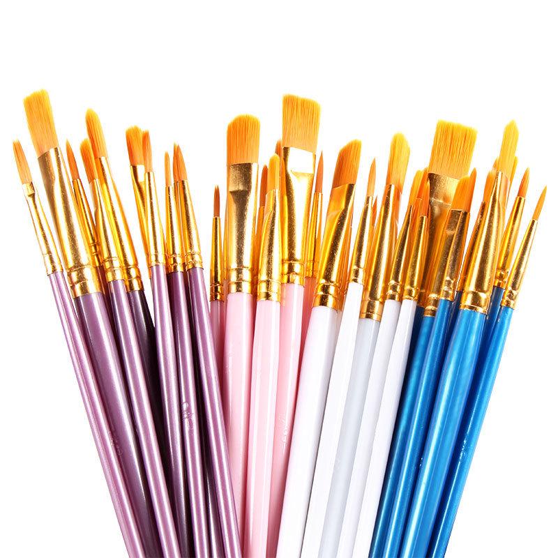 10-Piece Pearlescent Blue Oil & Watercolor Brush Set with Plastic Handles