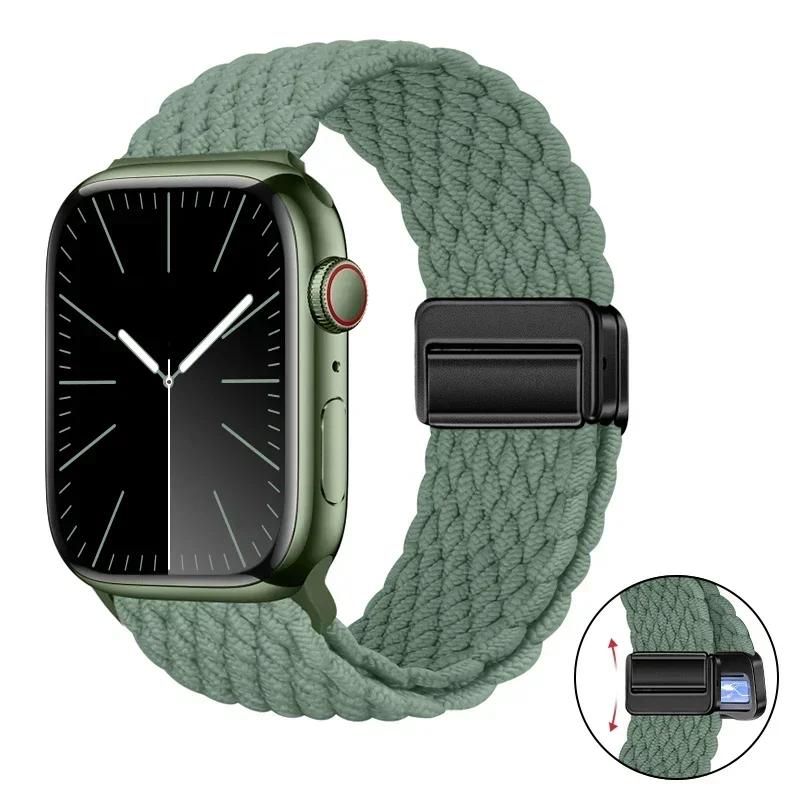 Магнитный плетеный ремешок-петля для Apple Watch 45мм 41мм 44мм 42мм 46мм Ultra 3 49мм Нейлоновый браслет iWatch 11 10 9 8 7 6 5 SE