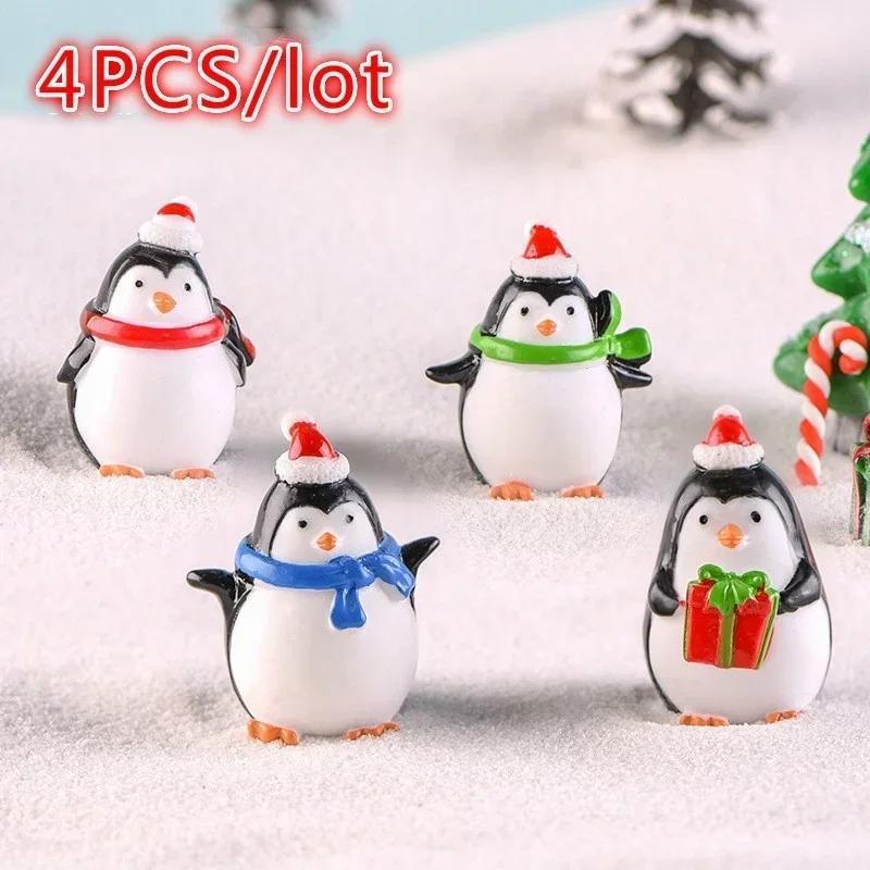 4Pcs Mini Resin Penguin Christmas Penguin Home Garden Decoration Miniature World Landscape Bonsai Ornament Decor Accessories