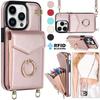 Crossbody Card Bag Wallet Ring Holder Leather Case for iPhone 15 14 13 12 11 Pro Max XS MAX XR for Samsung S23 S22 S21 S20 Ultra Plus A14 A13 A53 A54