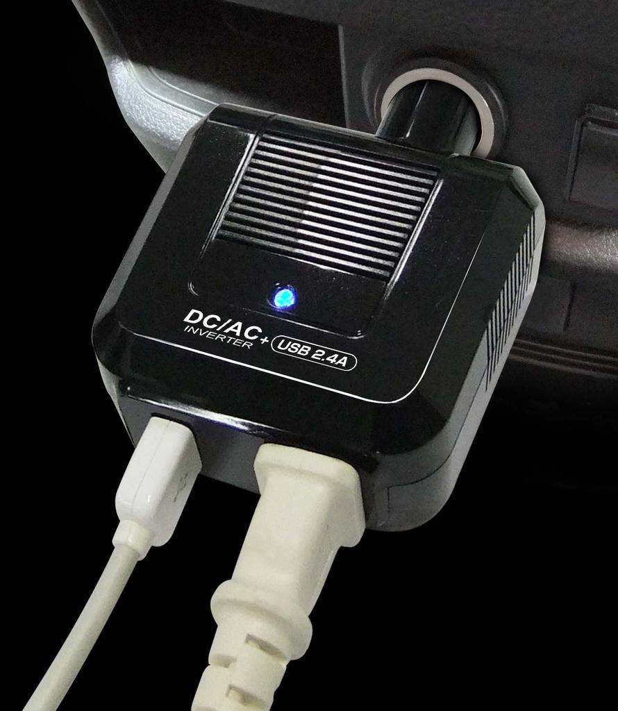 Kashimura NKD-162 DC/AC Inverter, 80 W, AC + USB 2.4 A, Converts DC 12