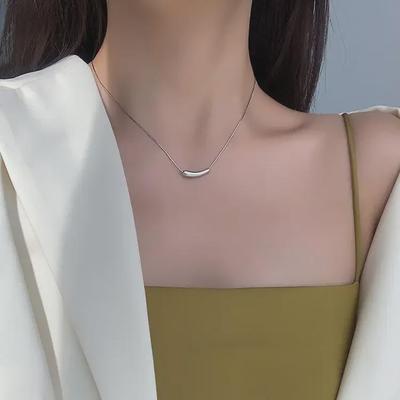 Ожерелье S925 из посеребренного баклажана - корейская шикарная цепочка Smile Clavicle