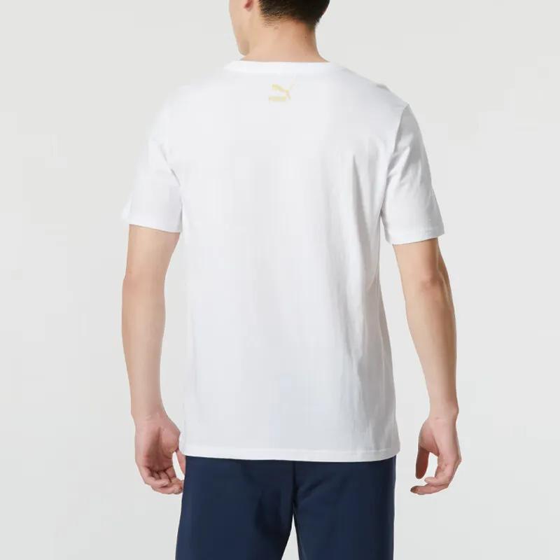 PUMA T Shirts Unisex White Crew Neck Moderate (Unisex) T-Shirts 625824 02