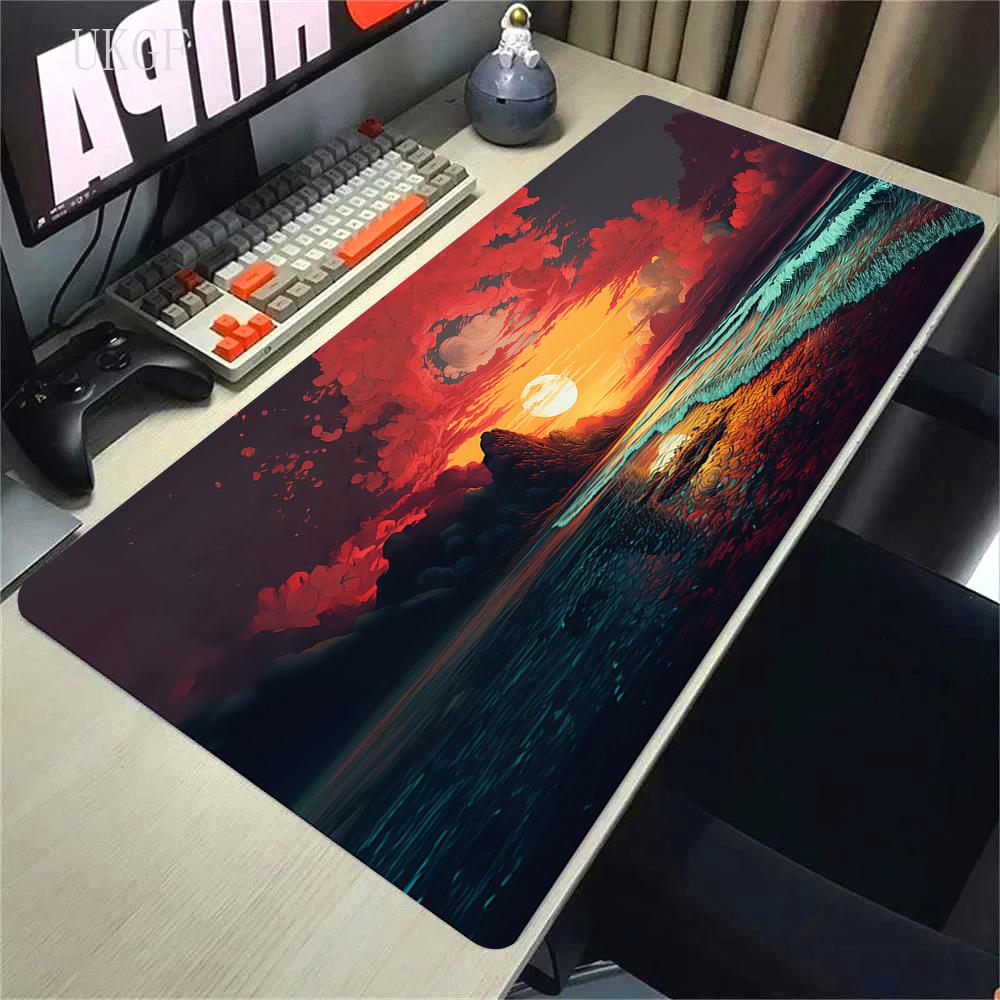 900x400 HD Print Rubber Mouse Pad Landscape Mountain Sunset Cartoon Mouse Pad XXL Extended Mouse Pad Pc Computer Non-slip Carpet
