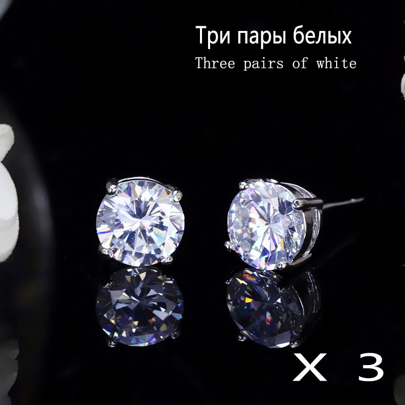 WWJ 3 пары классических градиентных серег круглой огранки с кубическим цирконием для женщин, высокое качество, ювелирные изделия на каждый день, подарок