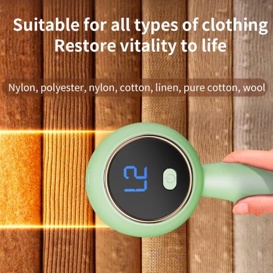 Lint Trimmer Fabric Shaver Electric Lint Remover with 6-Blade Cutter Adjustable Speed LED Display Rechargeable USB Charging Handheld Fabric Shaver