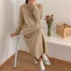 Oversized Turtleneck Sweater Dress, Long Knit Maxi Dress for Women Office Wear with Comfort Stretch Fabric