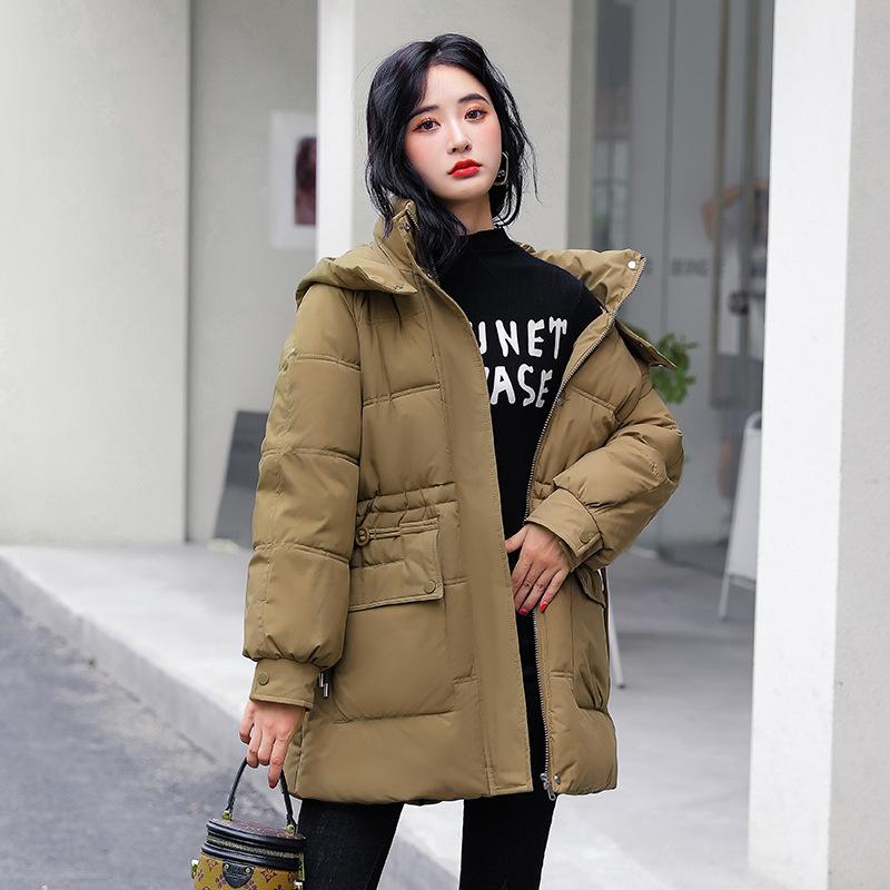 Down cotton-padded clothes for women's medium and long models, new winter thickened waist and thin cotton-padded clothes, fashionable cotton-padd