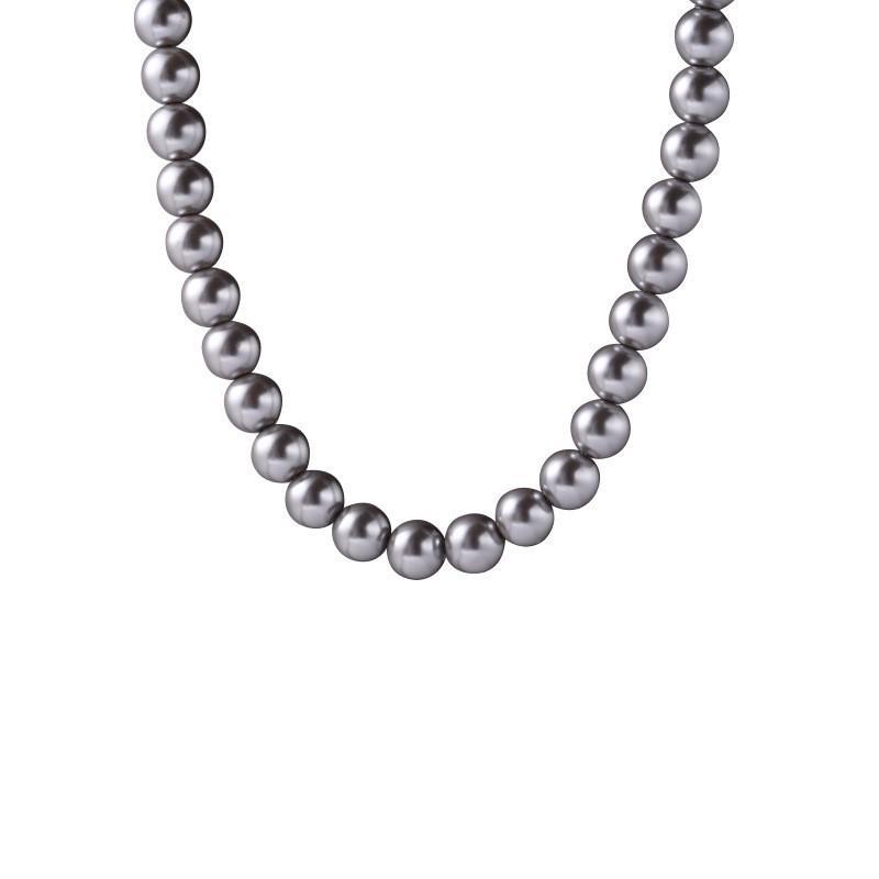 Gray Glass Pink Pearl Necklace Autumnwinter Style For Women