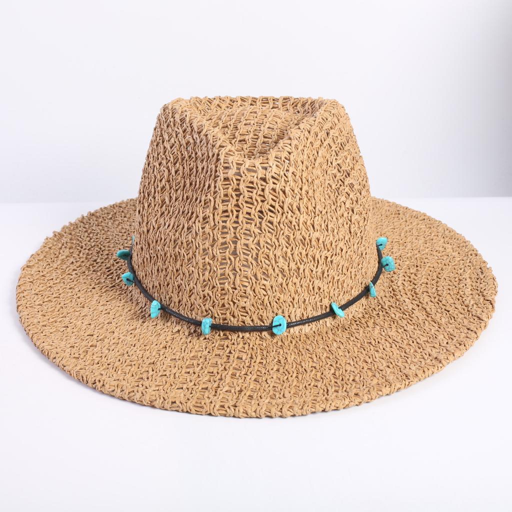 Popular Classic Western Cowboy Straw Hat Summer Hollow Big Eaves Sun Hat Handwoven Straw Hat