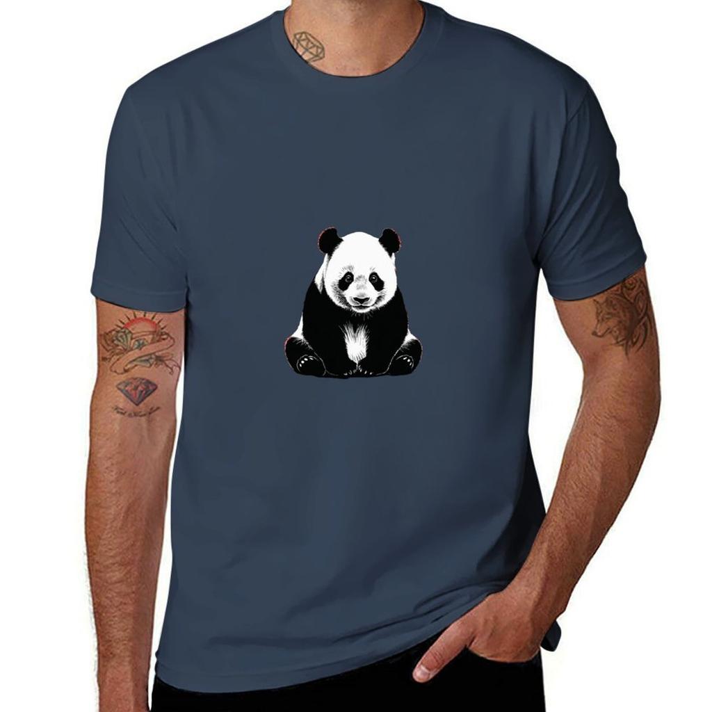 A Panda Stencil Tshirt Functional Casual Short Sleeve Tee Tshirt