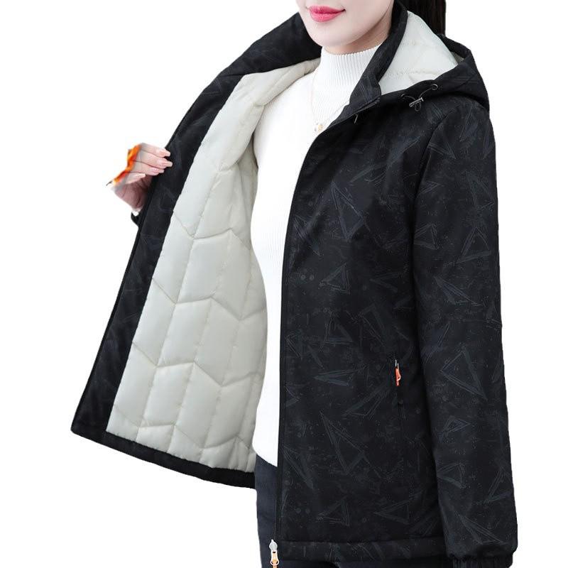 2024 Женская зимняя теплая хлопковая куртка с капюшоном для женщин среднего и пожилого возраста