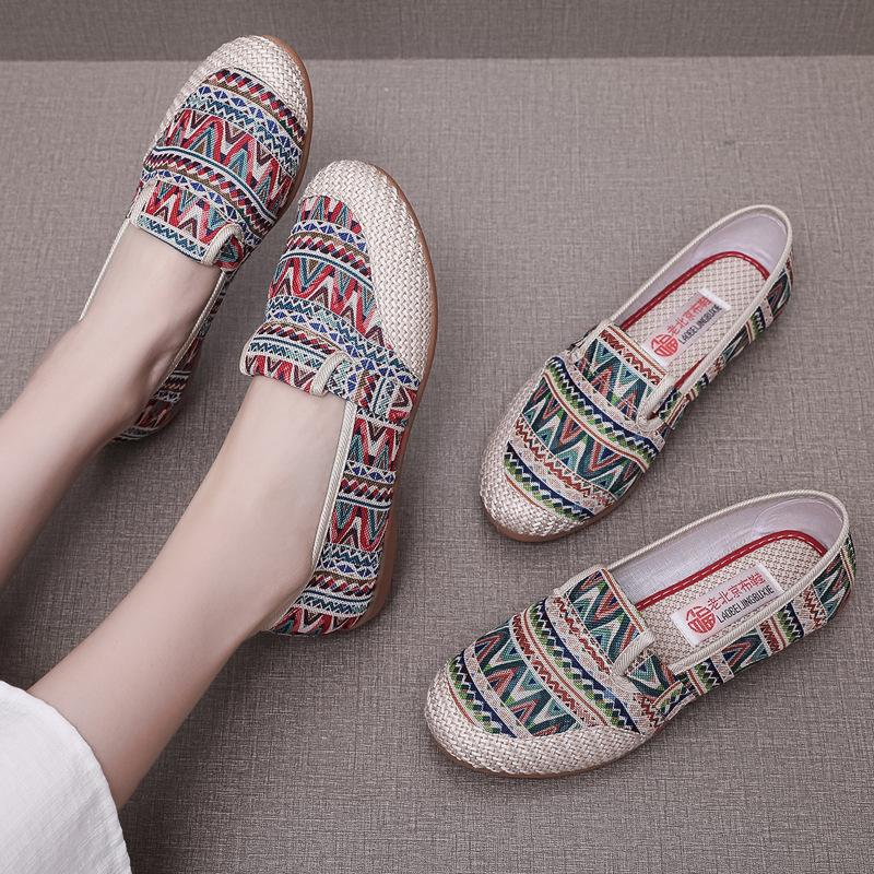 Spring and Autumn Shoes Single Shoes Canvas Shoes Casual Women's Shoes Comfortable Non-slip Fisherman Shoes One Stirrup Cowboy Bottom