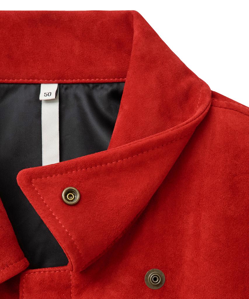 NOIRER Lambs Suede Shirt Jacket (Scarlet Red)