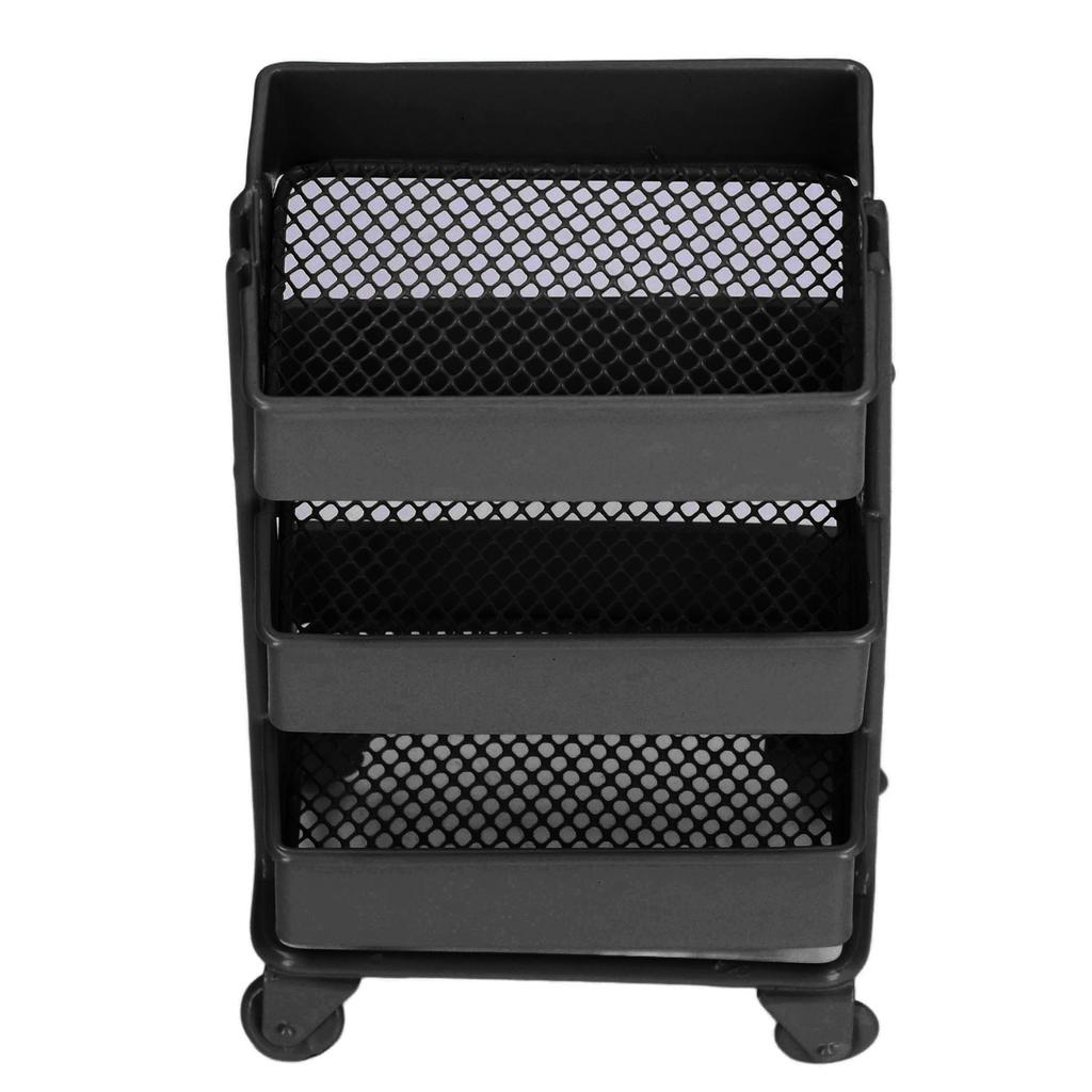 Dollhouse 3 Tier Storage Rack Simulation Movable 1:12 Dollhouse Trolley Rack with WheelsBlack