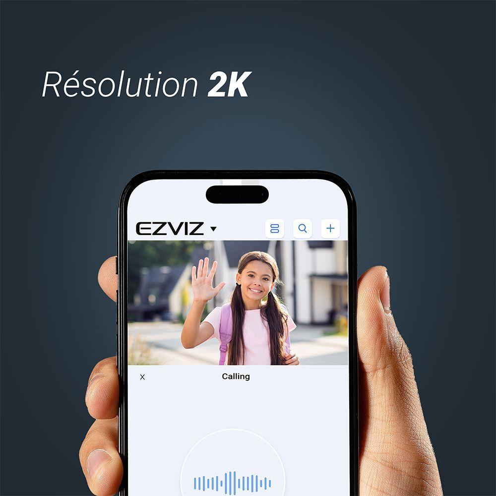 Sonnette vidéo connectée - EZVIZ - HP3 PRO - Panneau solaire argent inclus