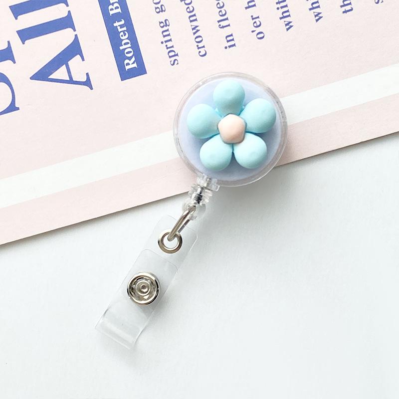 Женский милый цветок выдвижной значок катушка для удостоверения личности шнурок для имени белый воротник держатель для бейджа катушки брелок держатель для карт аксессуары