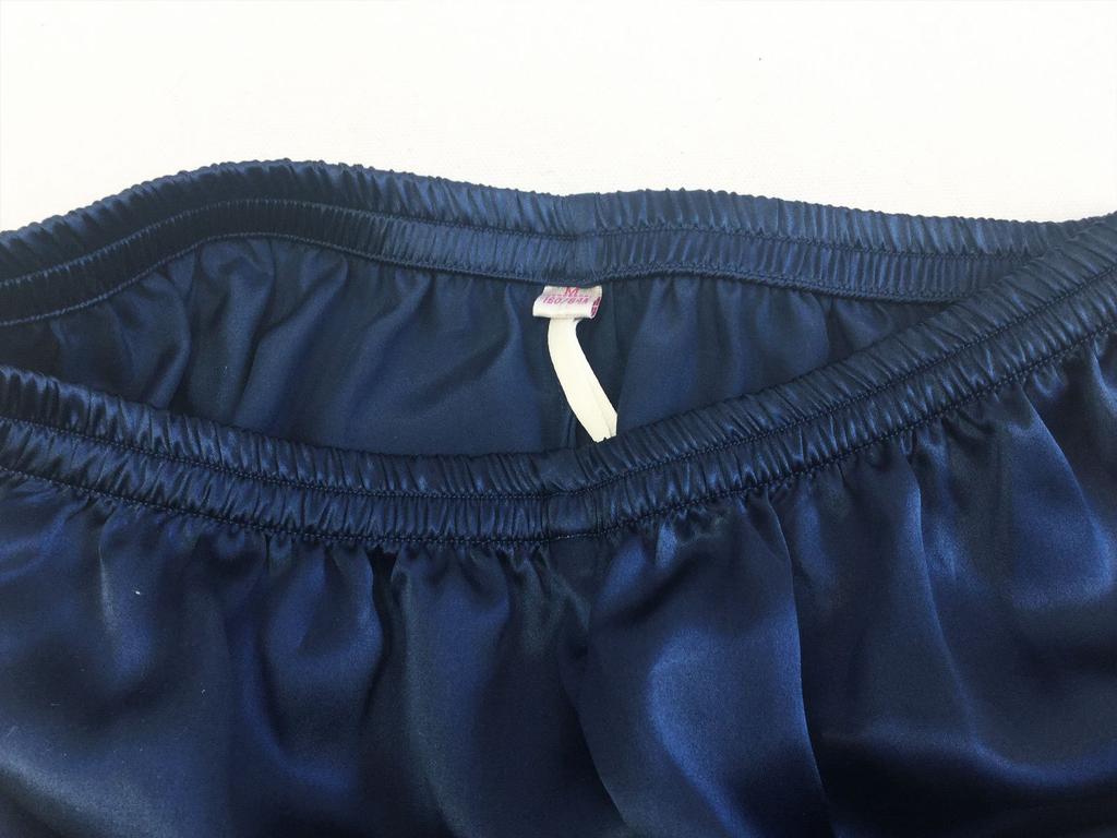 Long Indigo [Yumekairou] Women's Pajamas, 100% Silk, Satin, Sleeve, Simple, Bicolor, Plain, Piping, M-XL (L, Indigo)