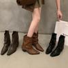Coarse Heel Pointed Western Cowboy Boots Women's Boots 2025 New Thin Short Boots Spring and Autumn Single Boots Brown Martin Boots