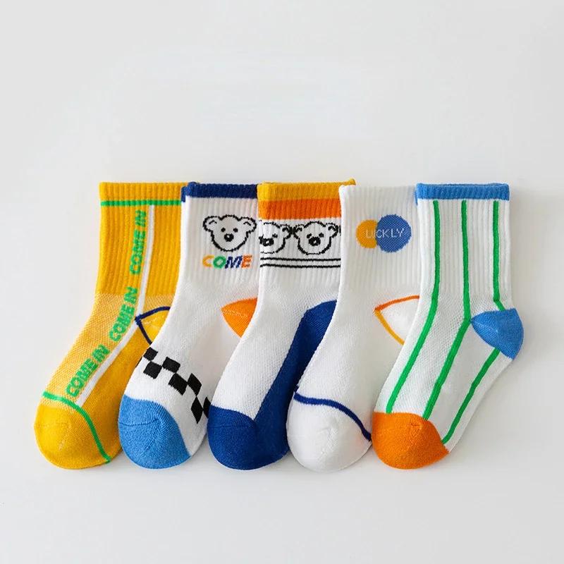 5 Pairs New Solid Color Baby Boys Girls Knee High Long Socks Winter School Uniform Socks Cotton Breathable Soft Kids Sock