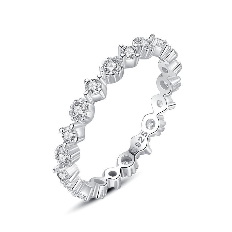 Tancise Classic 925 Sterling Silver Zircon Ring Ladies Jewelry Wedding Promise Party Gift