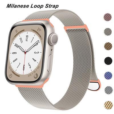 Металлический ремешок с миланской петлей для Apple Watch Ultra Band 49 мм, 42 мм, 44, 45, 41 мм, стальная сетка, магнитная для iWatch Series 9/8/7/6/5/4/3/SE