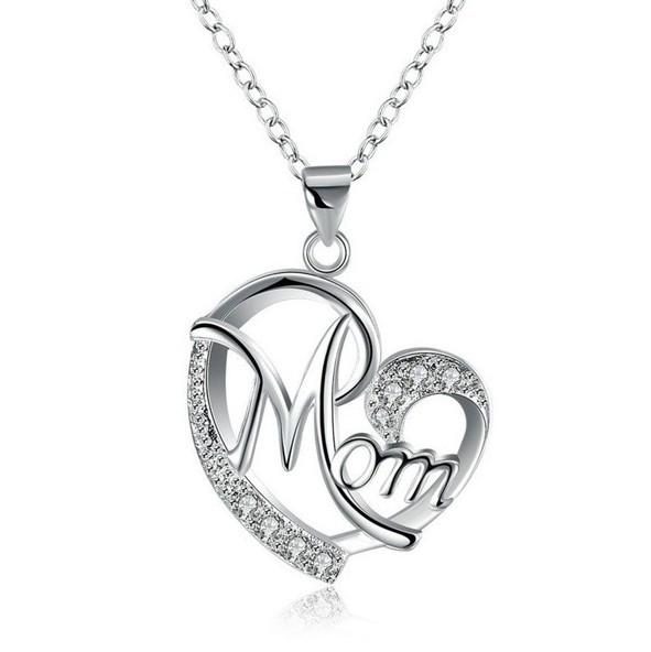 Heart-Shaped Mother's Love Necklace with Diamond-Inlaid Letter Choker