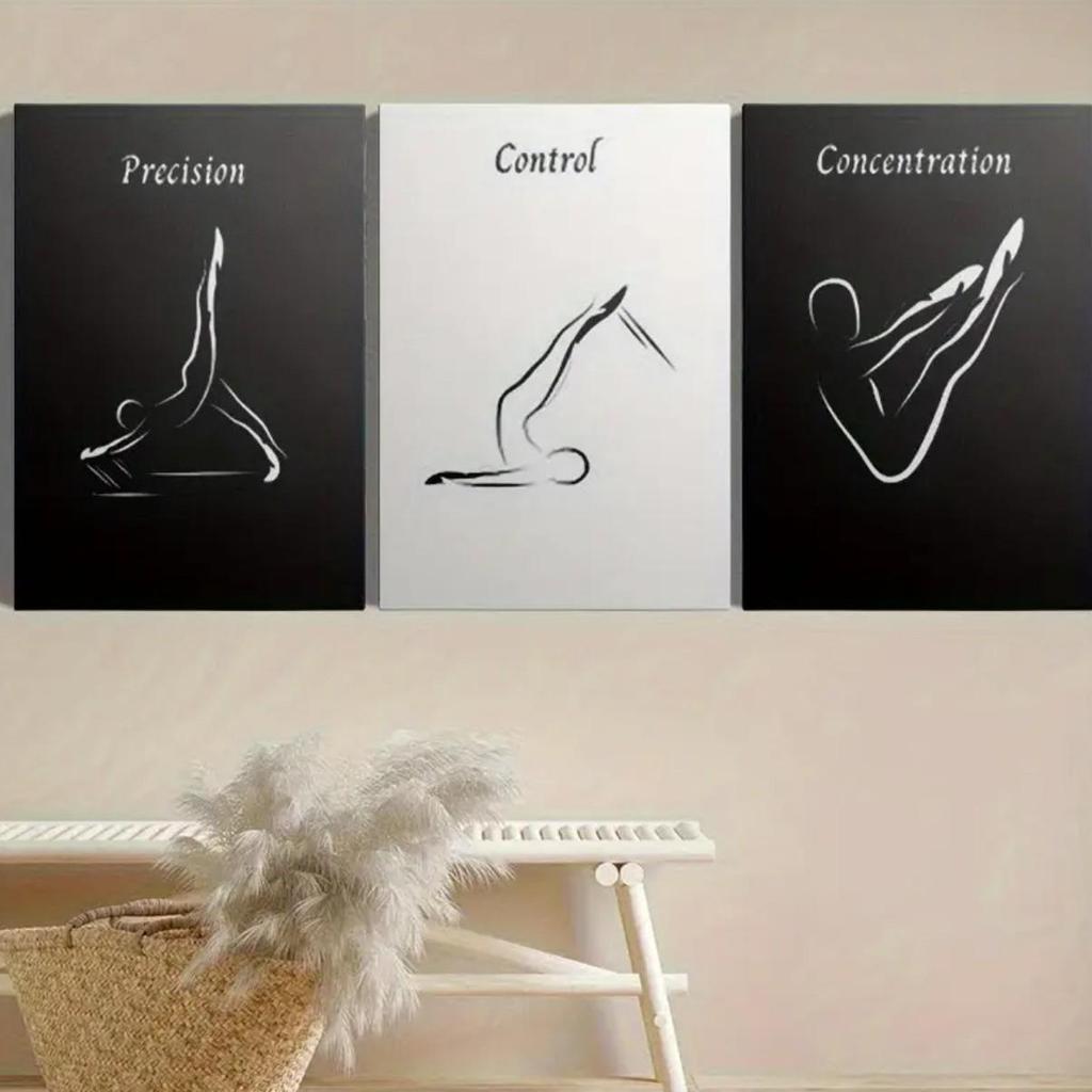 Gym Yoga Studio Wall Art: Yoga Bedroom Mural with Pine Frame Canvas