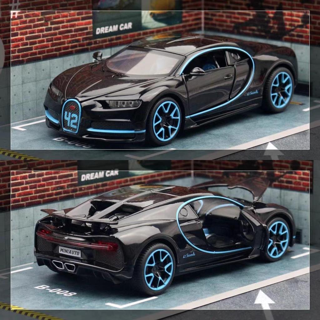 Bugatti Chiron Supersport Simulation Diecast & Toy Vehicles Sounds & Light Pull Back Car 1:32 Alloy Model Gifts For Children