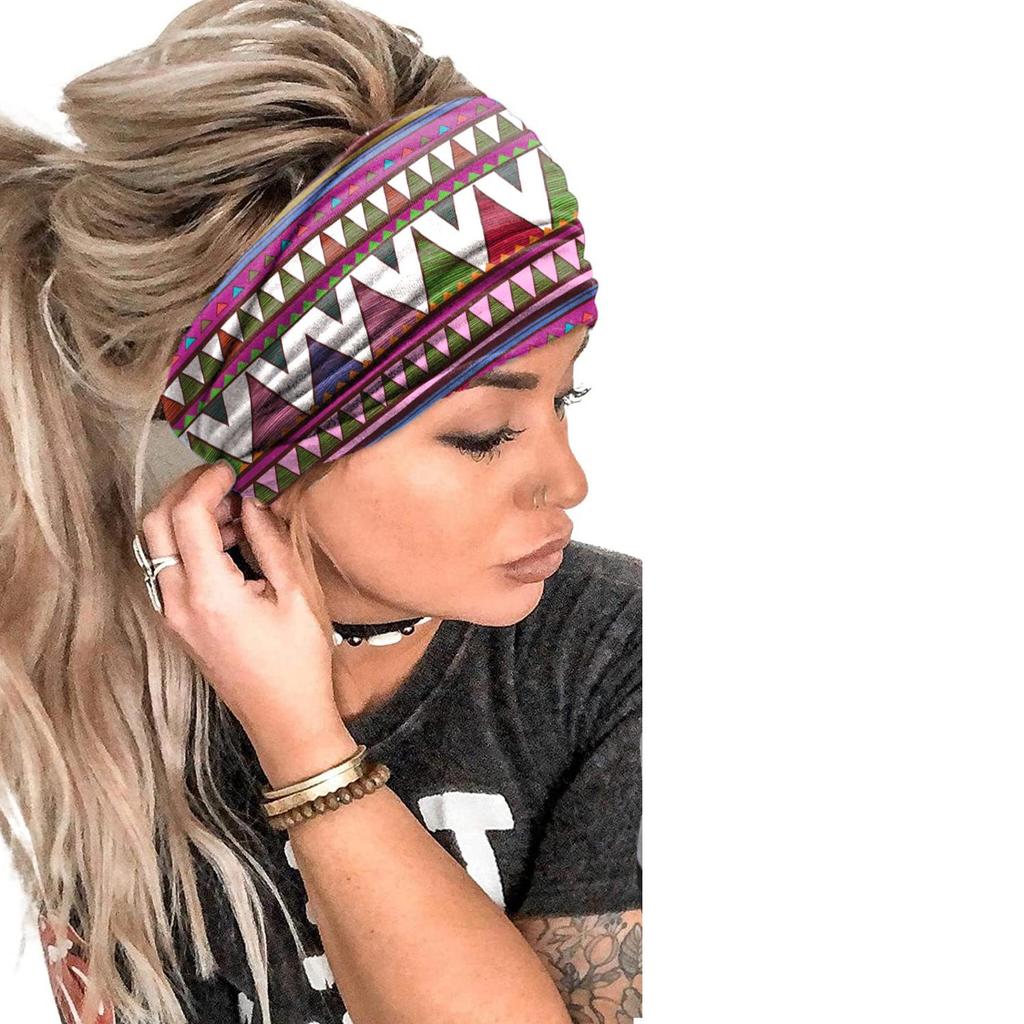 Bohemian African Ethnic Print Knotted Yoga Headband – Wide Elastic Women's Hair Accessory