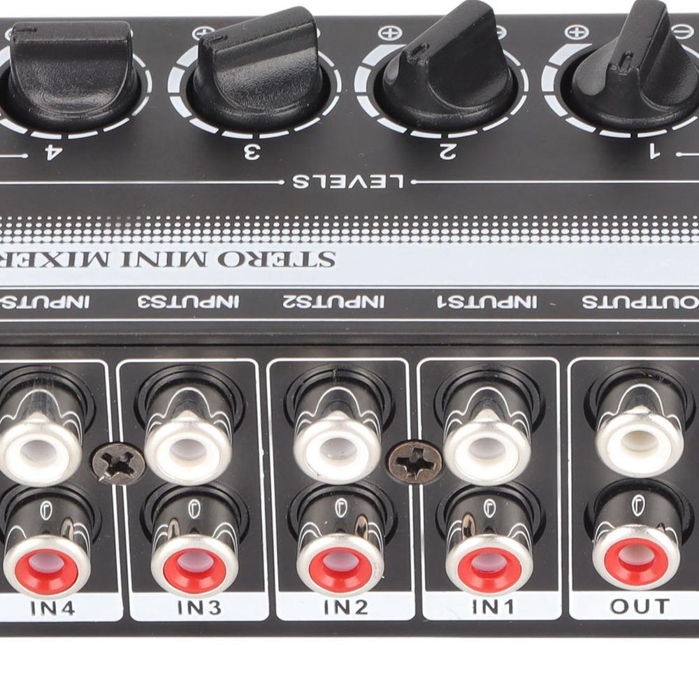 Separate Volume Knobs Stereo Mini Mixer Support 4 in 1 Out Stereo Splitte Console