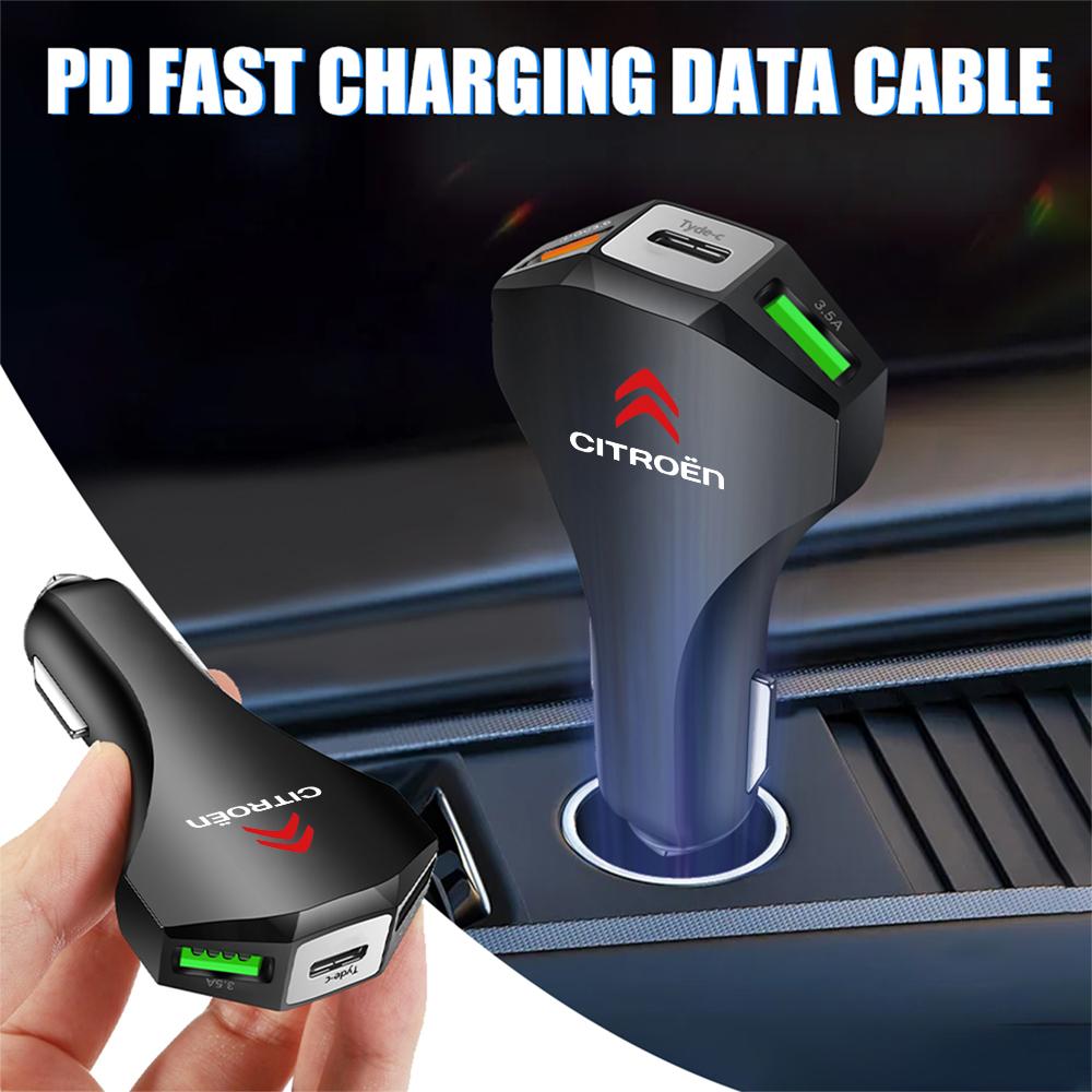 35W Car 3USB Pd Fast Charging Cigarette Lighter Type-C For Citroen Celysee C6 C3 C5 C1 C2 C4 Aircross Picasso Cactus Saxo Grand
