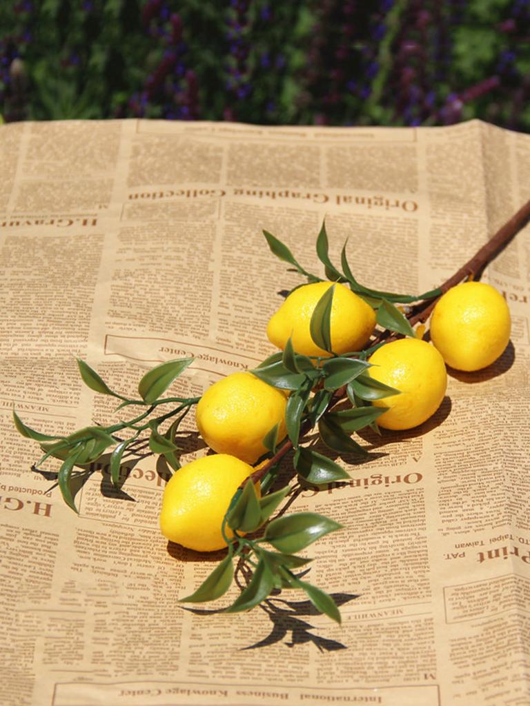 1 шт. Роскошная ветка лимона с зелеными листьями, искусственные цветы, домашний фотореквизит, Flores Artificales, искусственные растения