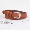 Womens Needle Silver Buckle Slim Belt Premium Minimalist Versatile Accessory