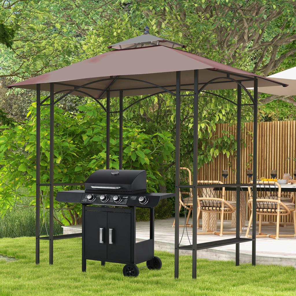2.5 x 1.5m BBQ Tent Canopy Patio Outdoor Awning Gazebo Party Sun Shelter - Coffee