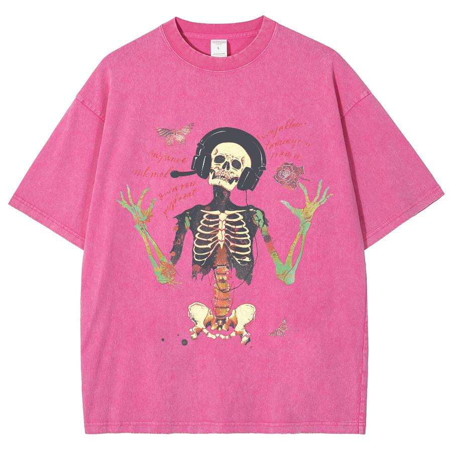 Футболка с принтом черепа и бабочки, мужская, винтажная, потертая, с короткими рукавами, с принтом, футболки, футболки для пар