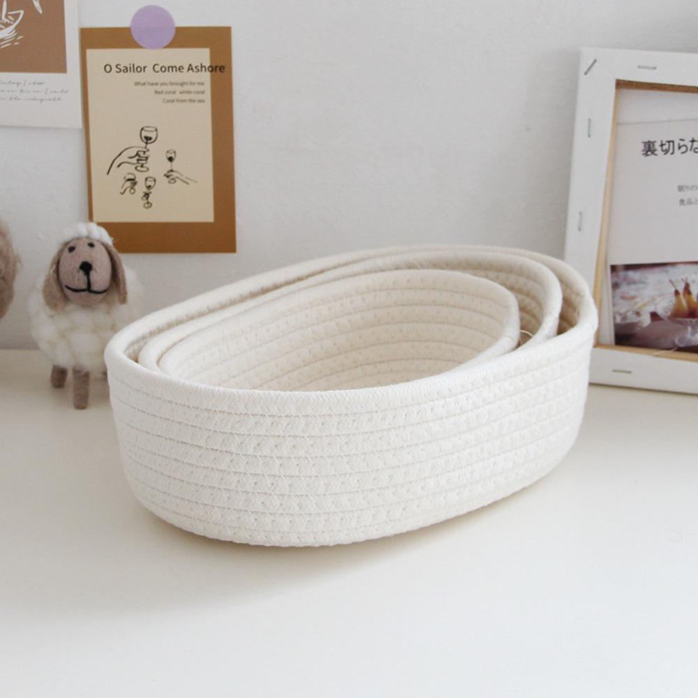Women Hand Woven Gift Cosmetics Storage Storage Basket Desktop Sundries Nordic Cotton Rope