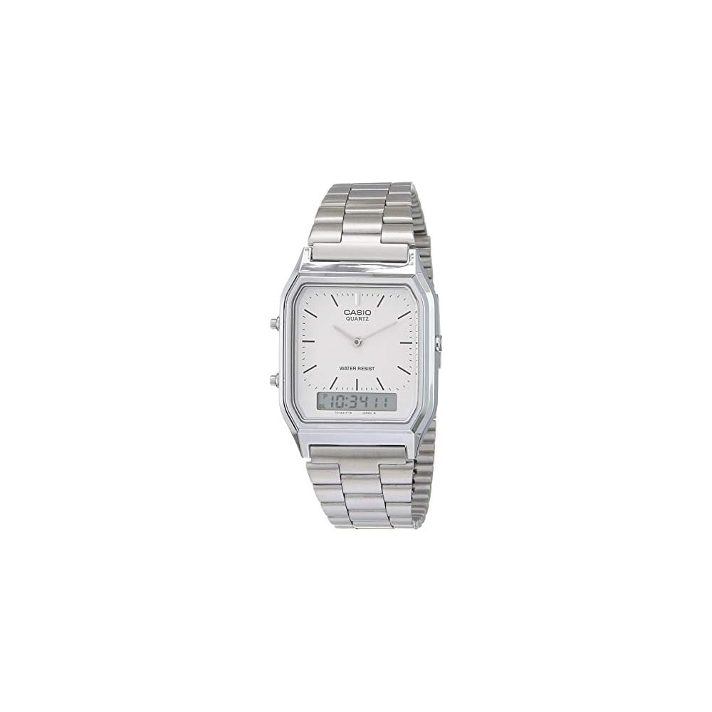 Casio Classic AQ-230A-7D Аналогово-цифровые часы Серебристый ремешок из нержавеющей стали