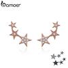 BAMOER 100% 925 Sterling Silver 3 Color Dazzling Stackable Star Stud Earrings for Women