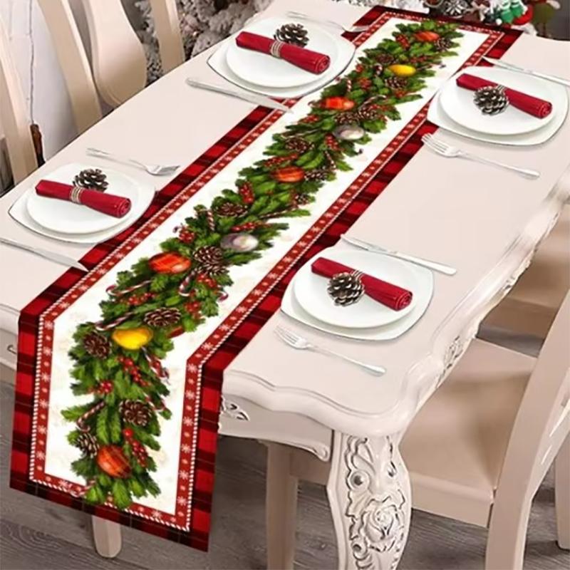Скатерть-дорожка 1 шт. с изображением рождественской елки, водостойкая, скатерть для украшения на Рождество