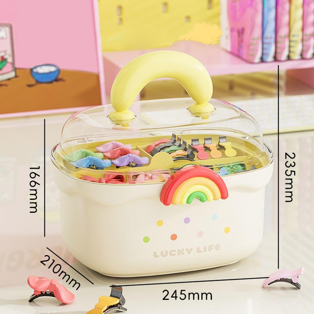 Rainbow Hairpin Storage Box Large Capacity Dopamine Card Toy Container Waterproof Multi-layer Hair Accessories Organizer