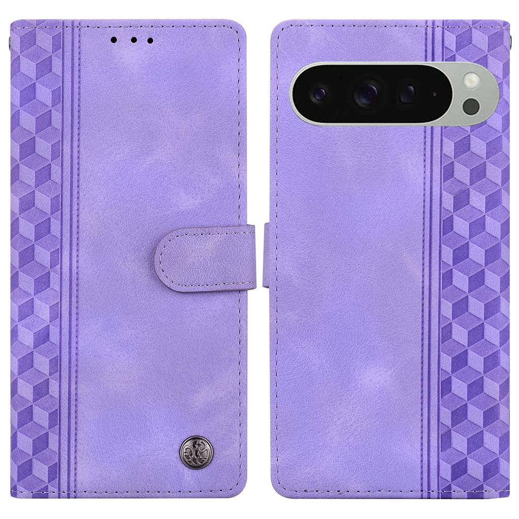 For Google Pixel 9 Pro XL Leather Case Imprinted Checkered Pattern Wallet Stand Flip Phone Cover